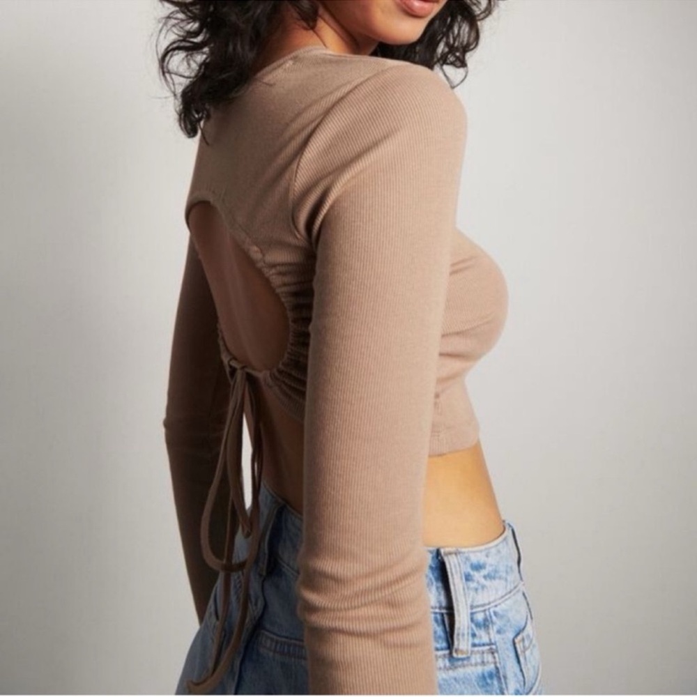 Open Back, Long Sleeve Crop Top